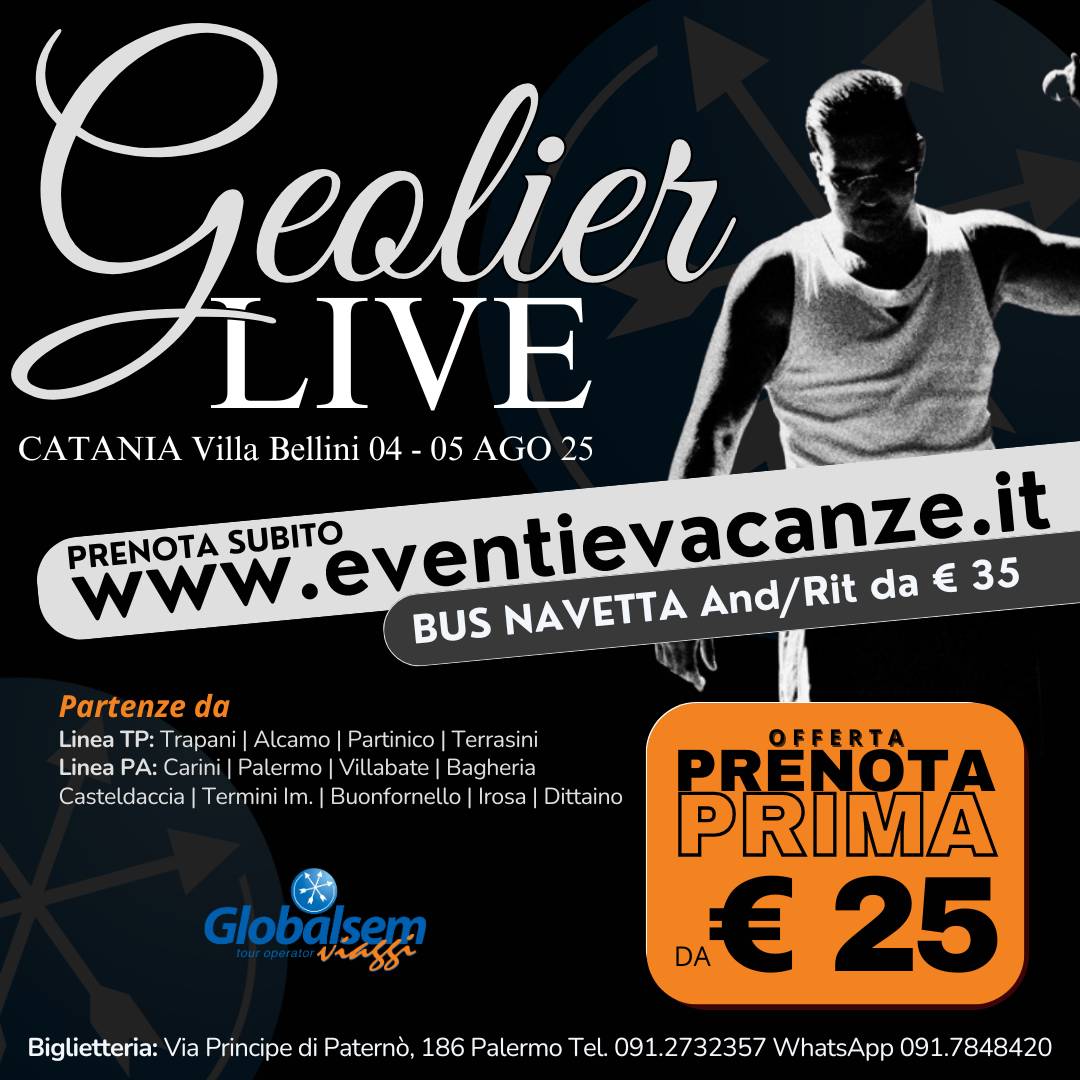 BUS per GEOLIER da Palermo e Trapani in Concerto a Catania il 04 e 05 agosto 2025