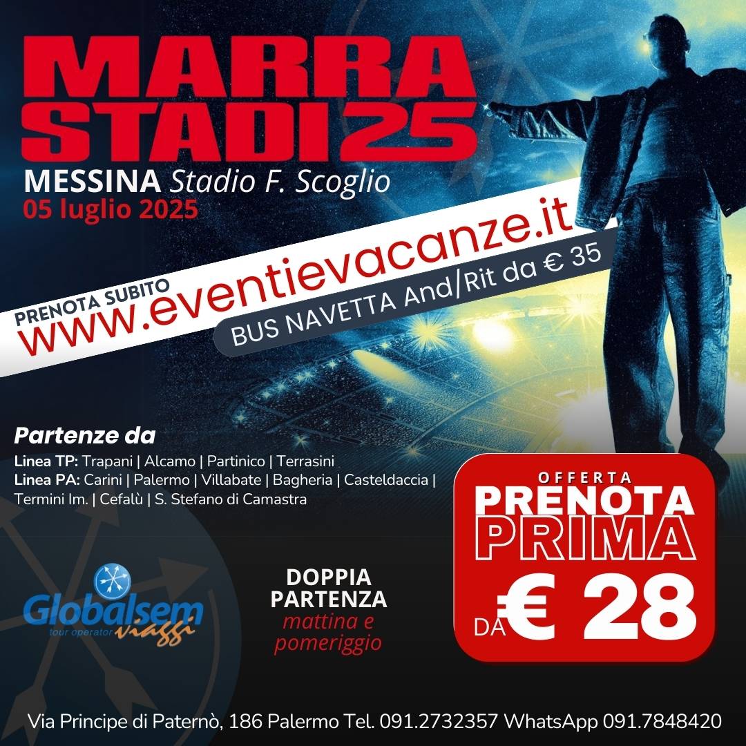 BUS per MARRACASH da Palermo, Trapani e provincia in Concerto a Messina il 05 luglio 2025