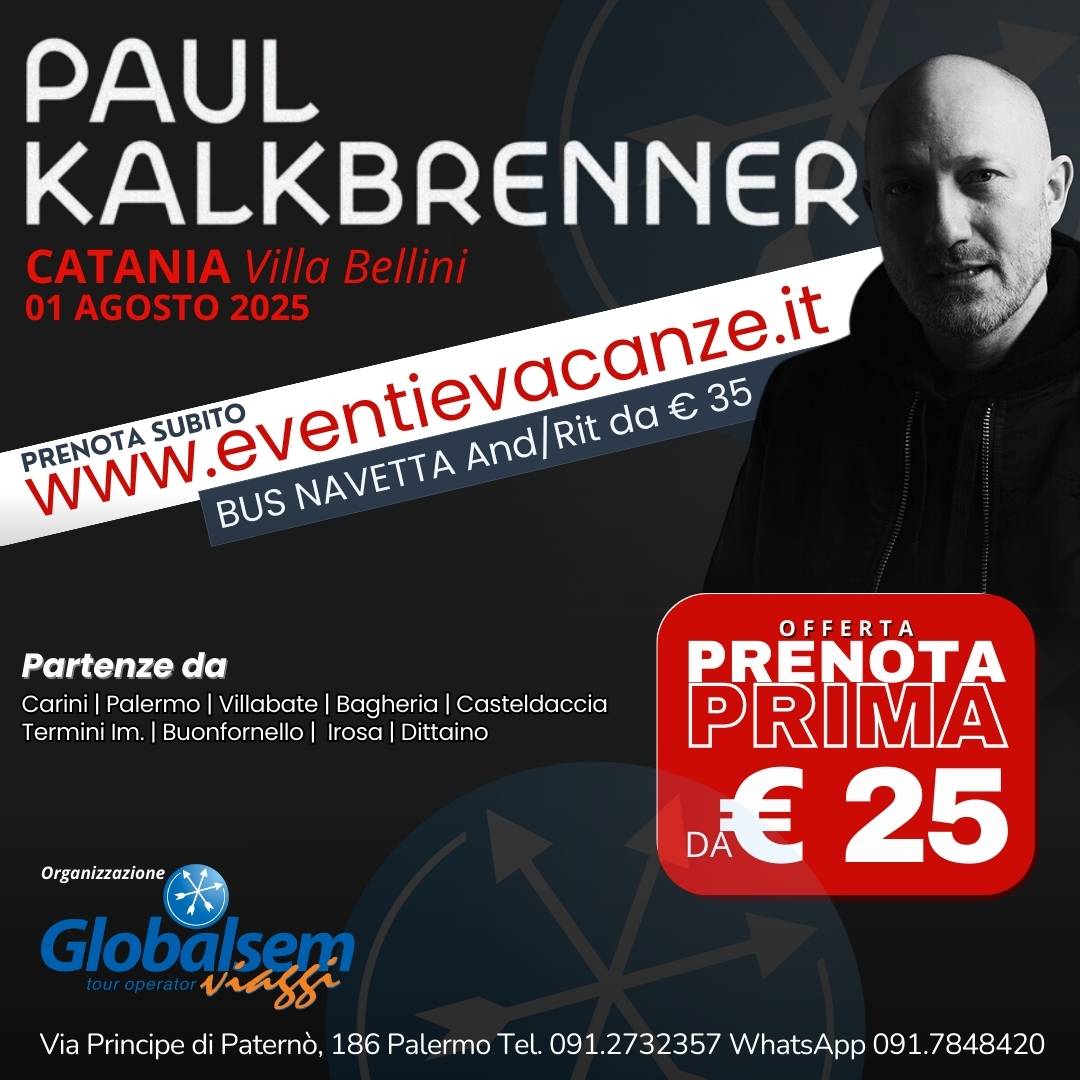BUS per PAUL KALKBRENNER da Palermo e provincia in Concerto a Catania il 01 agosto 2025