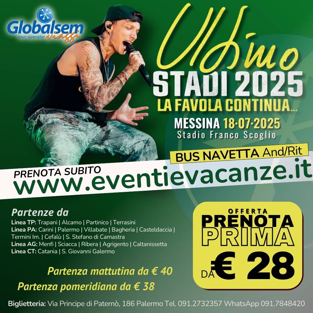 BUS per ULTIMO da Palermo, Trapani e provincia in Concerto a Messina il 18 luglio 2025